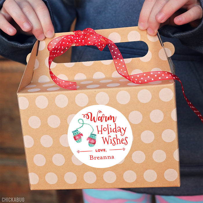 Mittens Warm Holiday Wishes Gift Labels
