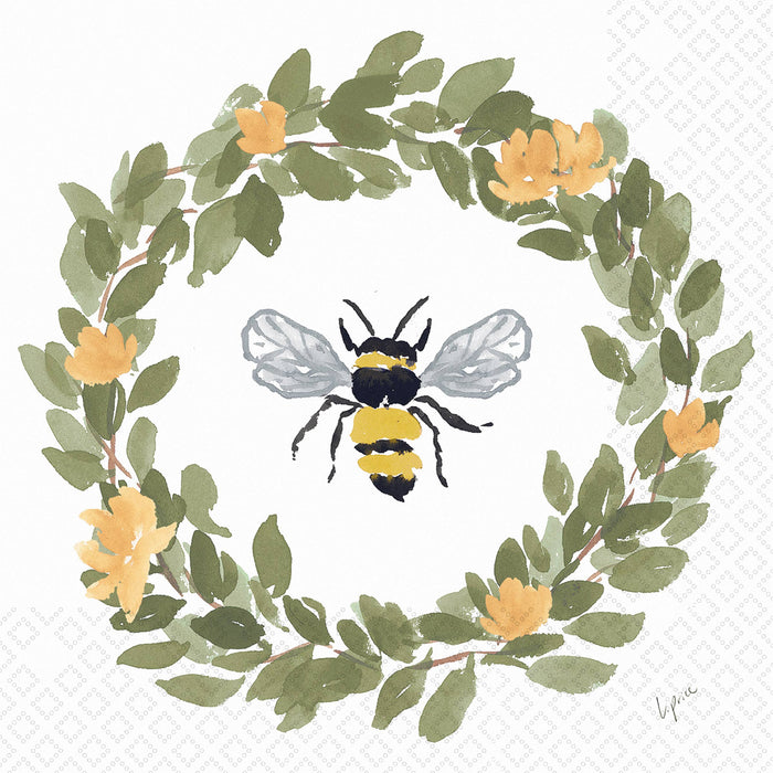 Paper Cocktail Napkins 20 Ct Bee Wreath