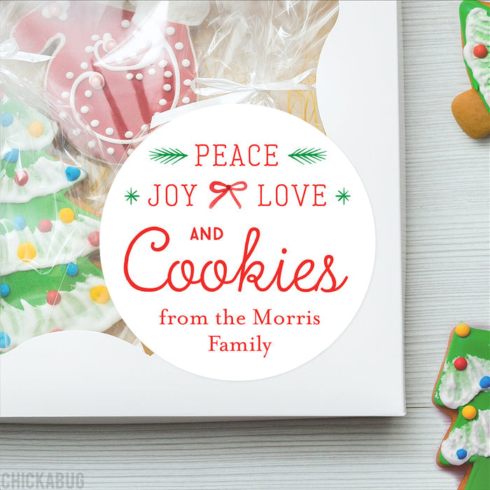 "Peace, Joy, Love and Cookies" Christmas Stickers