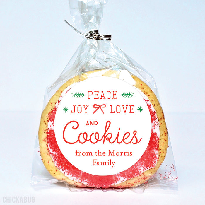 "Peace, Joy, Love and Cookies" Christmas Stickers