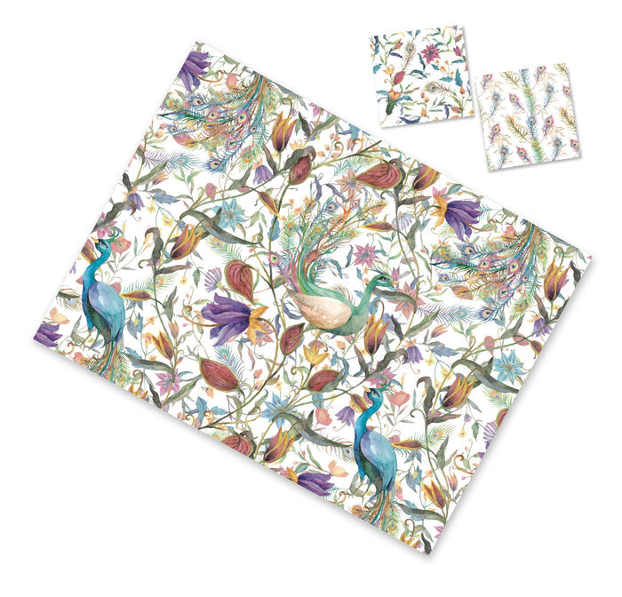 PEACOCK GARDEN PAPER PLACEMAT