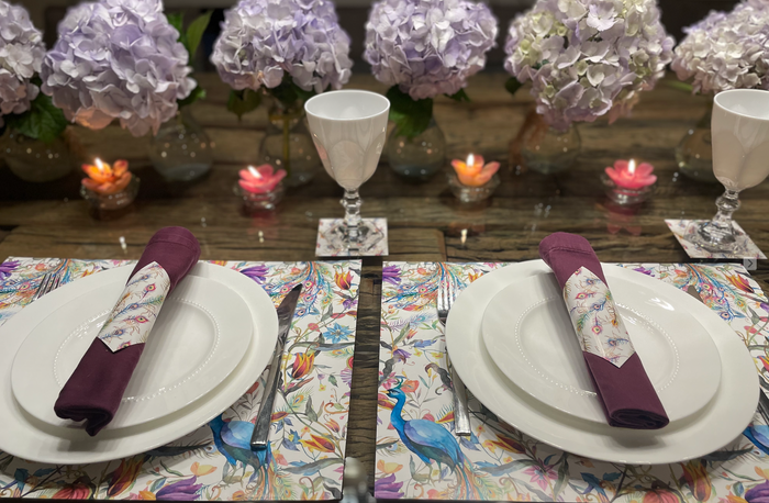 PEACOCK GARDEN PAPER PLACEMAT