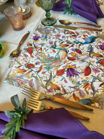 PEACOCK GARDEN PAPER PLACEMAT