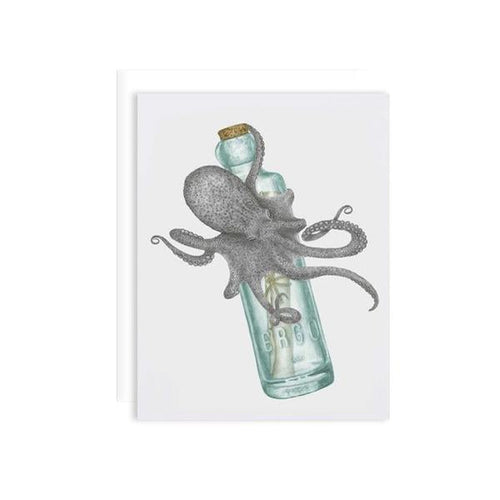 By Lecanotrouge. Pip Verdad Common Octopus Card. Blank inside. Proudly made in the USA. Measures 5 x 7 inches. There is a story written on the back of the card. Also available in store at FOLD Gallery DTLA.