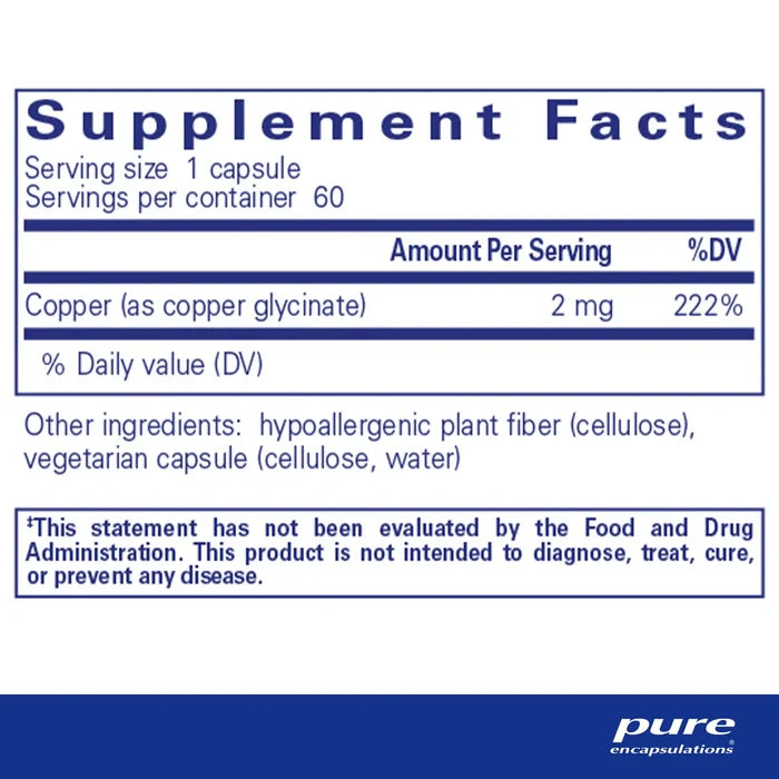 Pure Encapsulations Copper (glycinate) Capsules 3