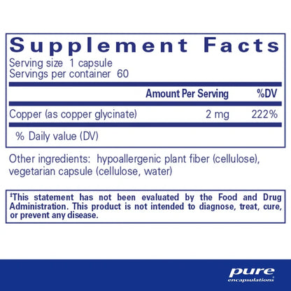 Pure Encapsulations Copper (glycinate) Capsules 3