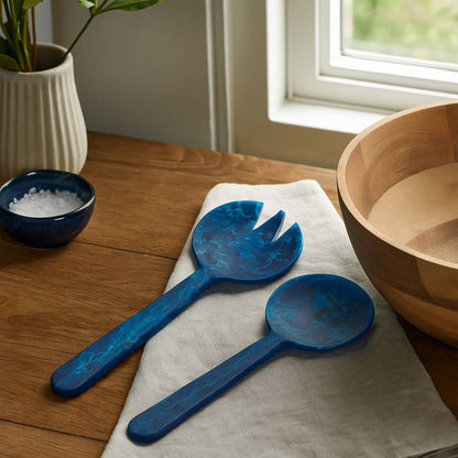 Resin Salad Servers Set - Blue