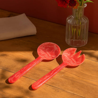 Resin Salad Servers Set - Pink