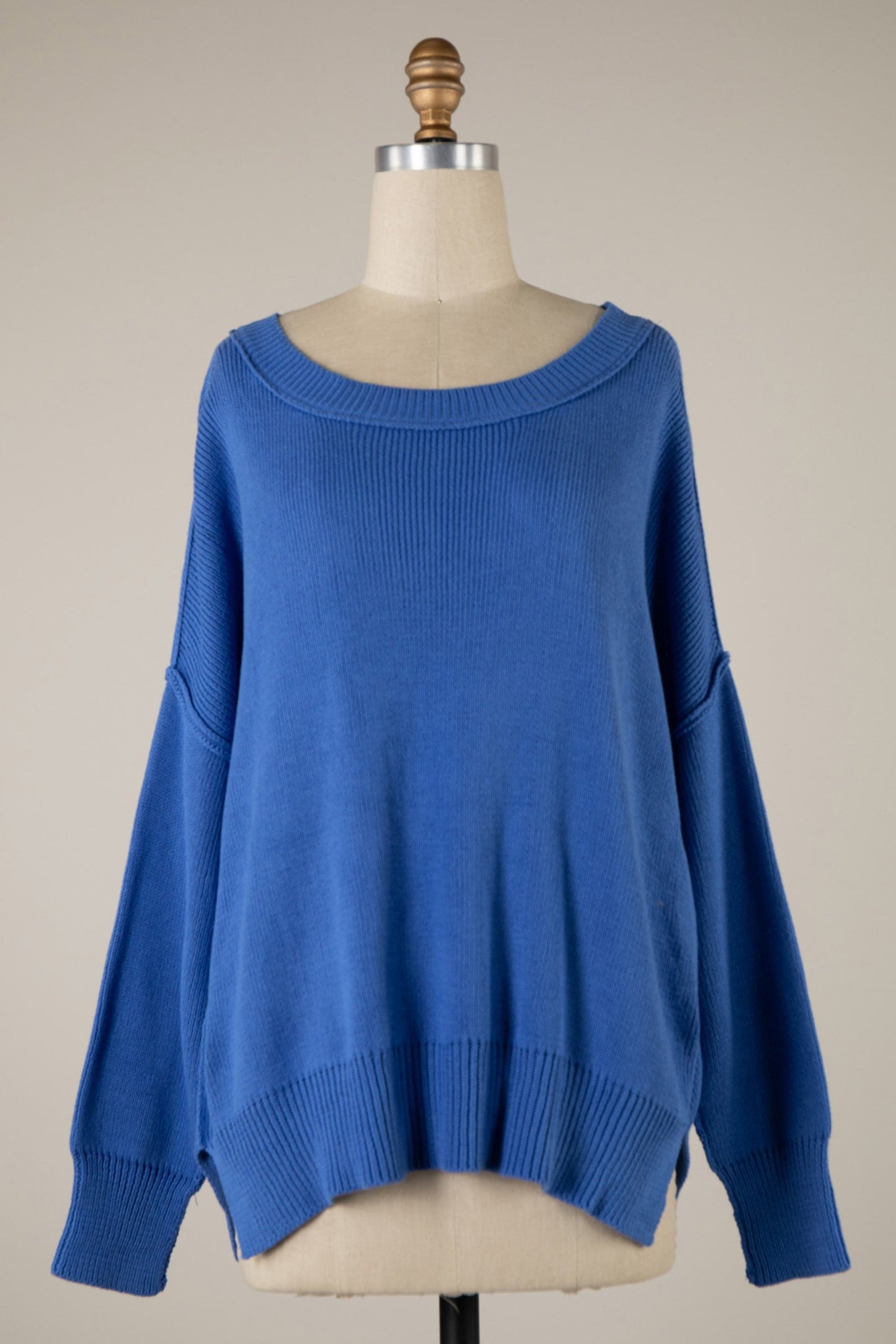 Coffee Date Royal Blue Oversized Sweater