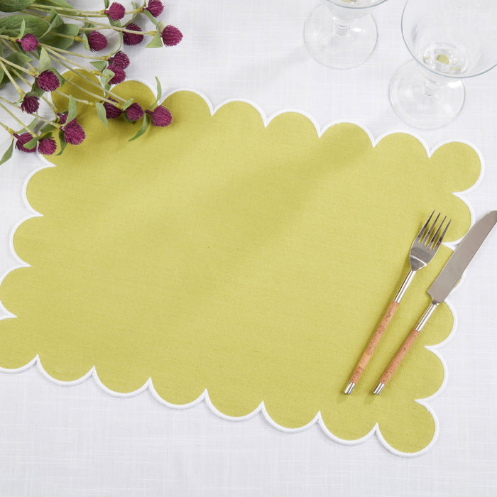 Scalloped Hem Placemat: Kiwi / 14"x20" - Set of 4