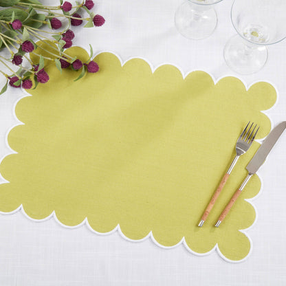 Scalloped Hem Placemat: Kiwi / 14"x20" - Set of 4