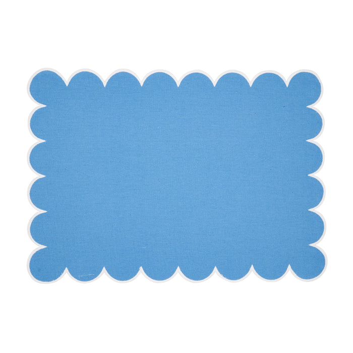 Scalloped Hem Placemat: Periwinkle Blue / 14"x20 - Set of 4