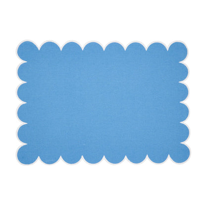 Scalloped Hem Placemat: Periwinkle Blue / 14"x20 - Set of 4