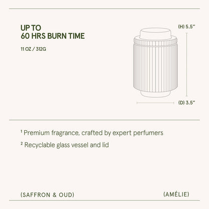 Scented Candle - Saffron & Oud - 11oz | La Jolie Muse