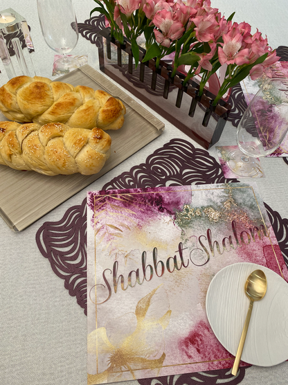 SHABBAT COLORFUL WATERCOLOR PAPER PLACEMAT