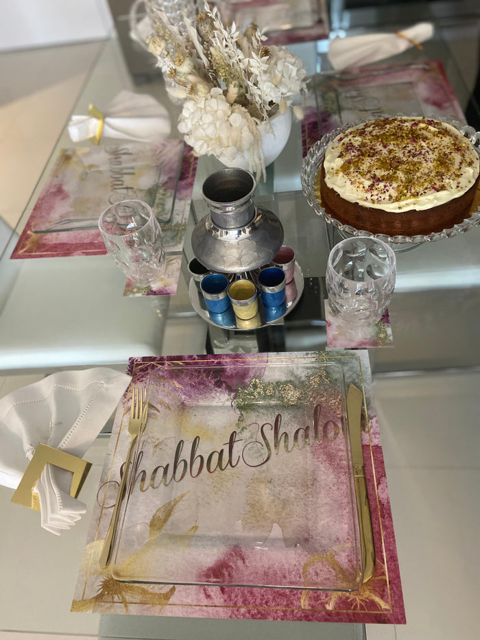 SHABBAT COLORFUL WATERCOLOR PAPER PLACEMAT