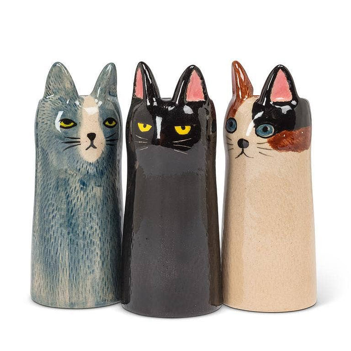 Skinny Cat Vase-6"H: Brown