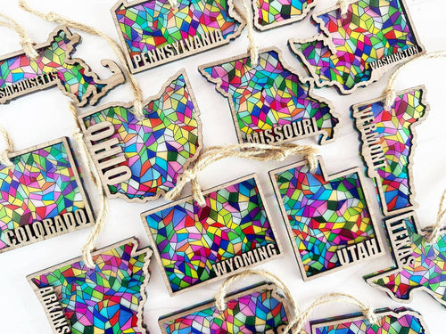 Stellar Gifts Wholesale - Stained Glass  State Holiday Ornaments - Christmas in July