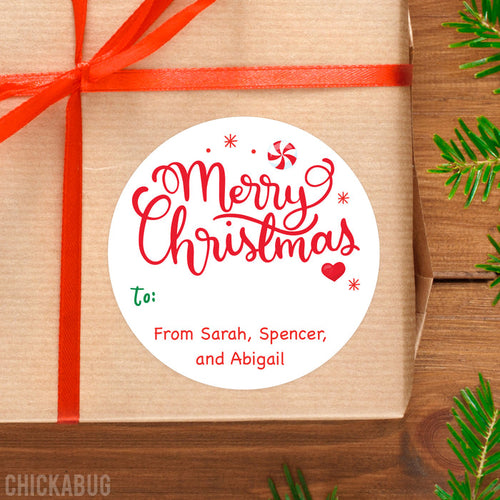 Sweet Calligraphy Merry Christmas Gift Labels