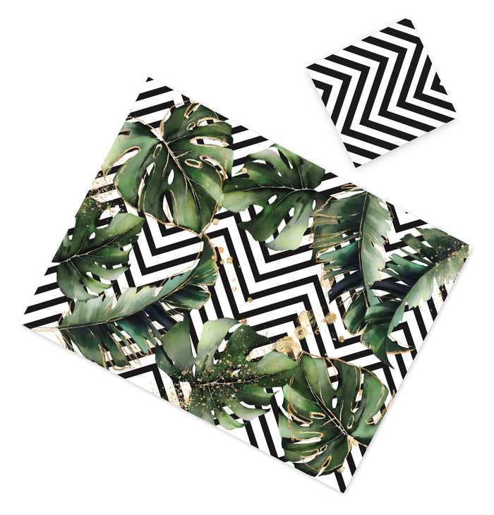 TROPICAL WITH BLACK STRIPES PAPER PLACEMAT