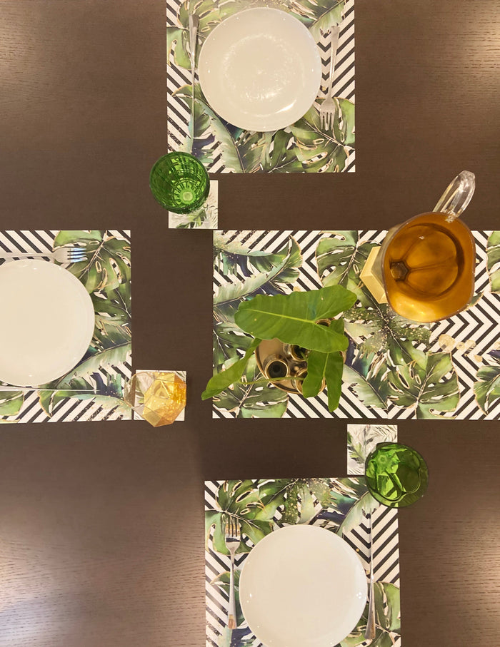 TROPICAL WITH BLACK STRIPES PAPER PLACEMAT