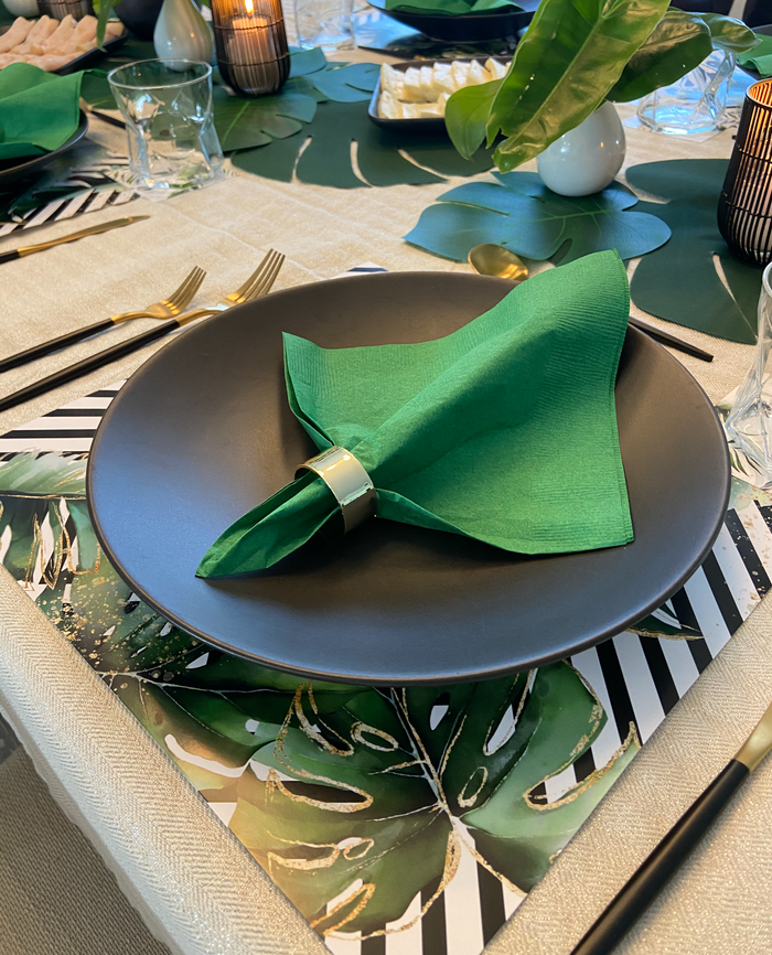TROPICAL WITH BLACK STRIPES PAPER PLACEMAT