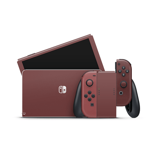 Velvet Maroon Nintendo Switch OLED skin with rich red hues on matte vinyl