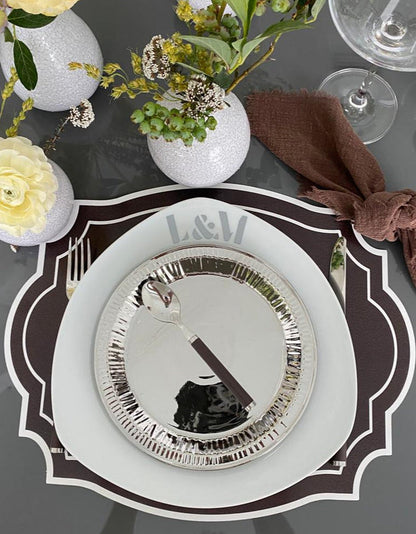 VINTAGE FRAME BROWN LEATHER LOOK PAPER PLACEMAT