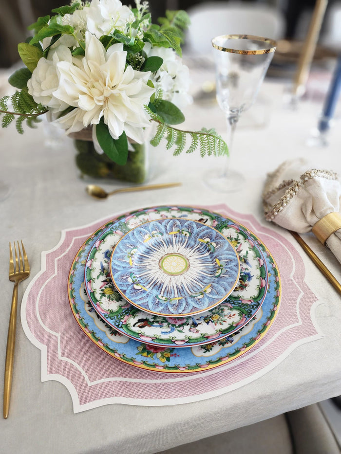 VINTAGE FRAME PINK BURLAP TEXTURE LOOK PLACEMAT