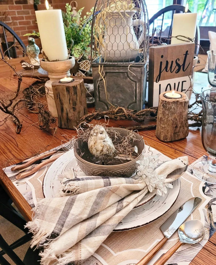 VINTAGE FRAME PINK BURLAP TEXTURE LOOK PLACEMAT