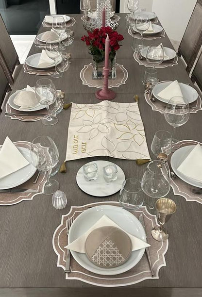VINTAGE FRAME PINK BURLAP TEXTURE LOOK PLACEMAT