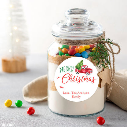 Vintage Red Truck Merry Christmas Gift Labels