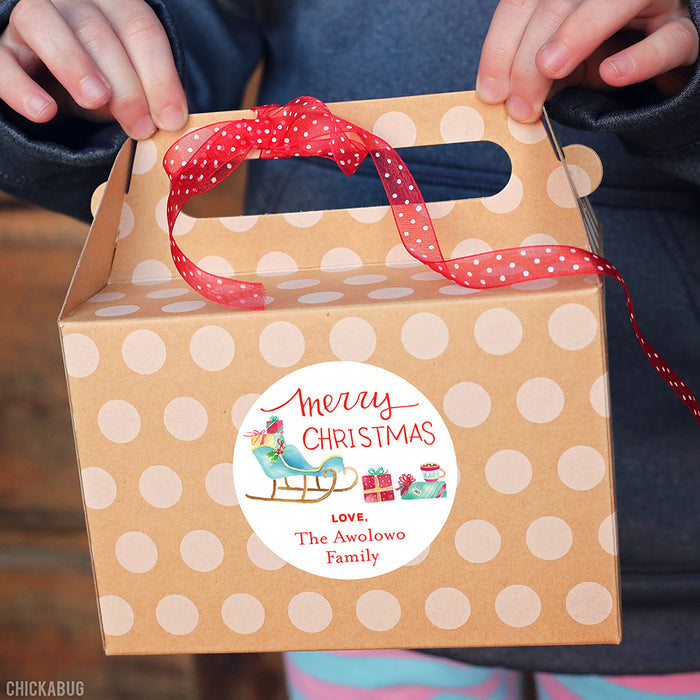 Watercolor Sleigh Christmas Gift Labels