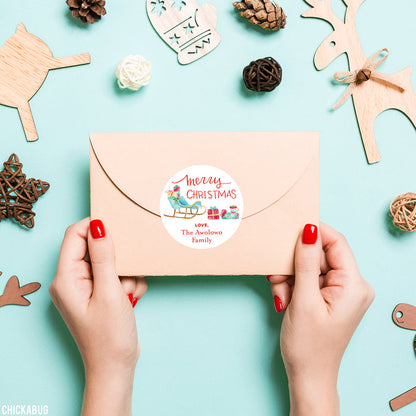 Watercolor Sleigh Christmas Gift Labels