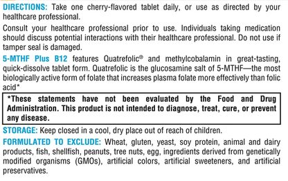 Xymogen 5-mthf plus B12 tablets