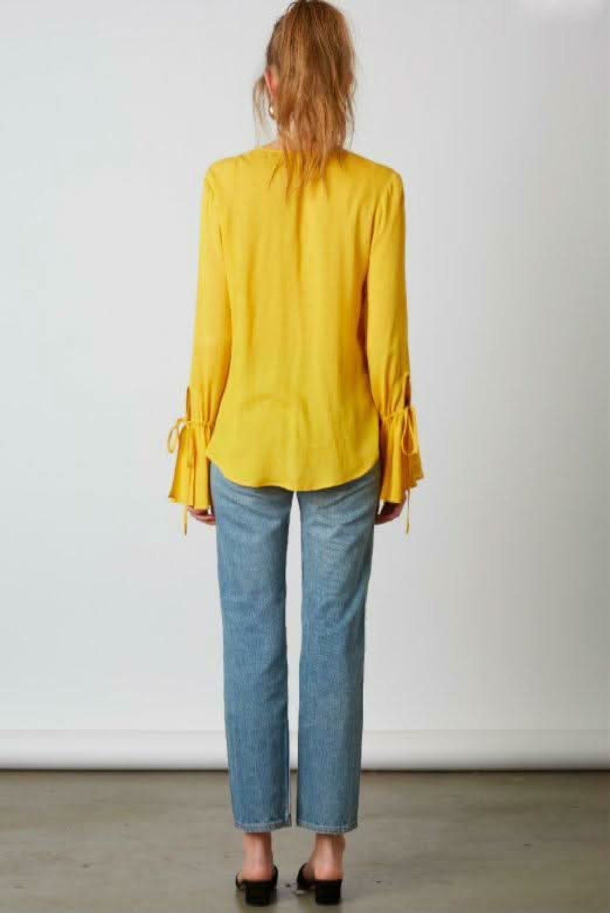 Canal Yellow Flounce Sleeve Top